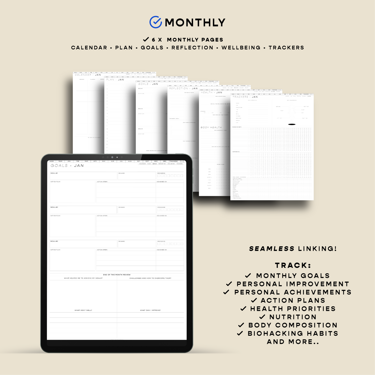 2025 Undated Biohacking Digital Planner