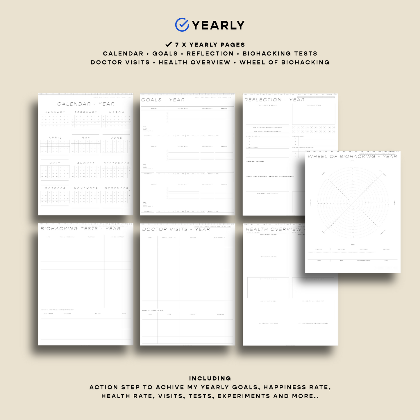 2025 Undated Biohacking Digital Planner