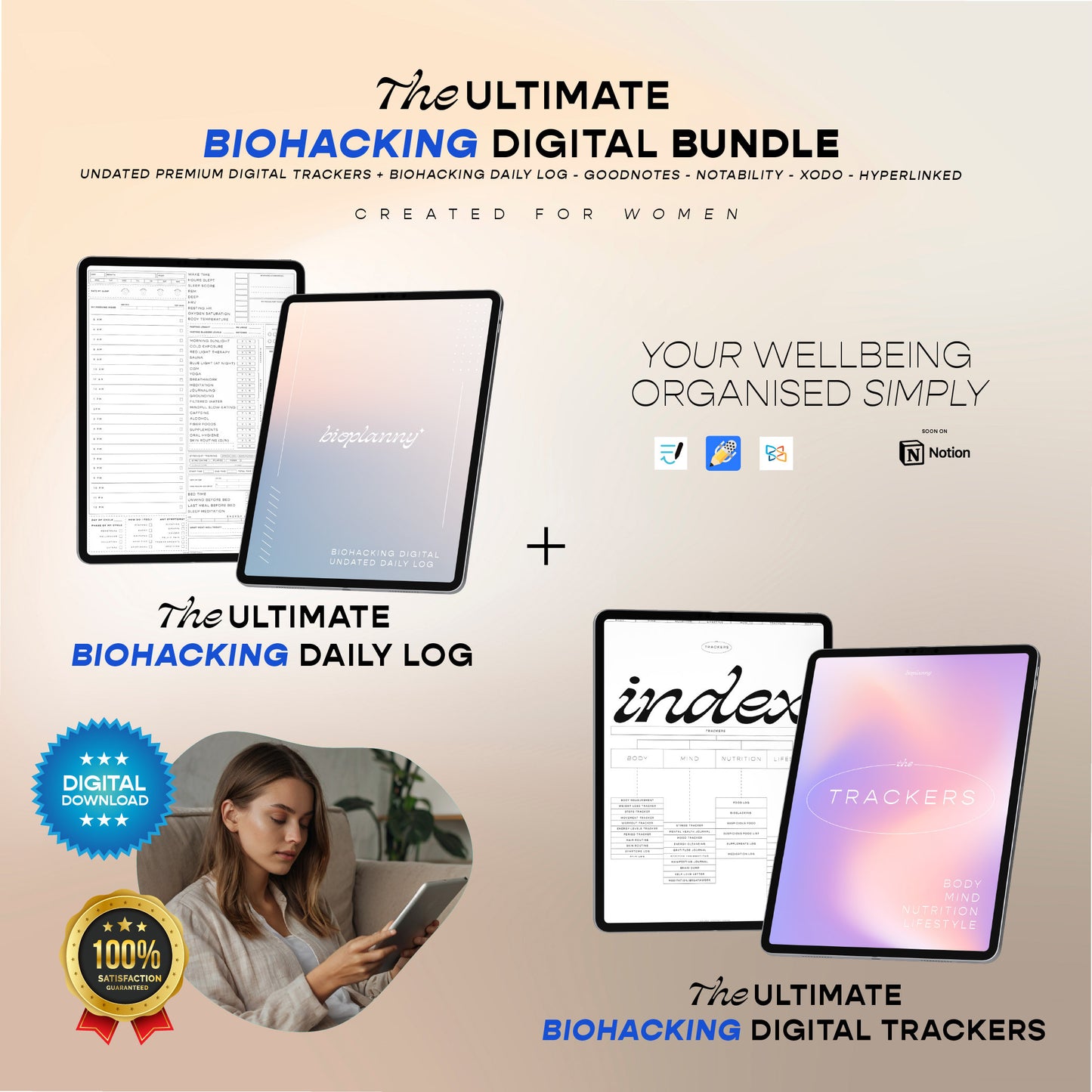 BUNDLE: Daily pages + Health & Wellness Templates for Women
