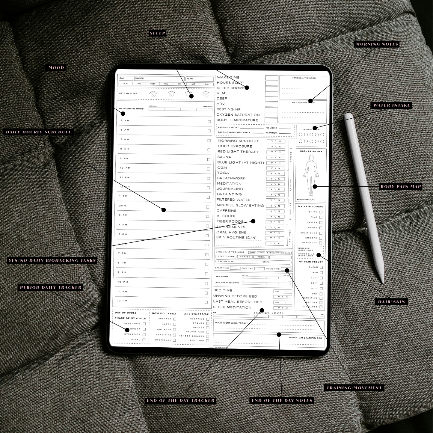 Daily Tracker + Wellness Templates Bundle